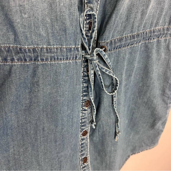 PAIGE Denim Mila Drop-Waist Denim Shirt Dress - Size Small - Picture 7 of 10